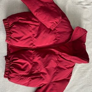 Red cropped puffer, xs